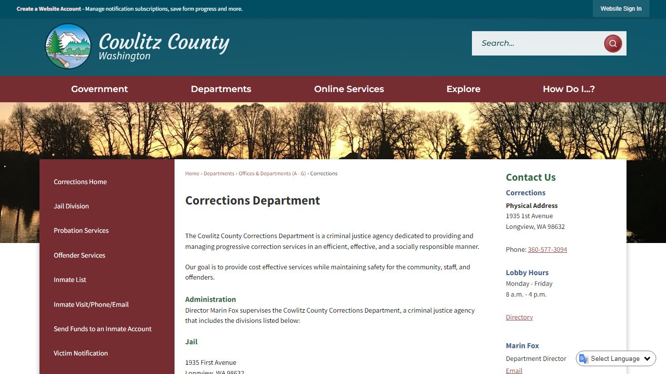 Corrections Department | Cowlitz County, WA - Official Website